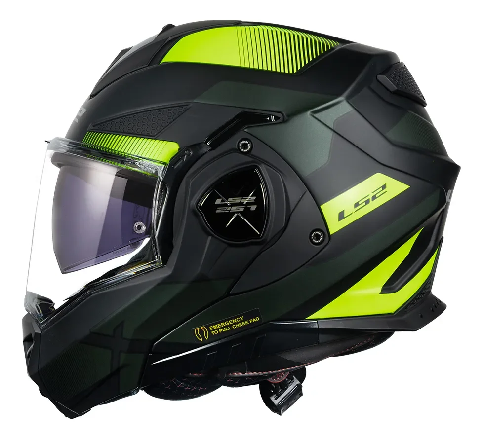 Capacete LS2 FF901 Advant X Nova Articulado Preto Fosco/Amarelo